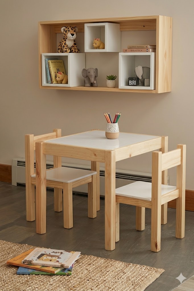 MESA TABLERO<br>Set mesita+2 sillas